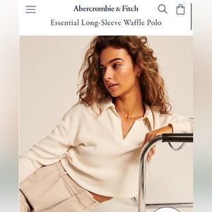 NWT Abercrombie essential long sleeve waffle polo